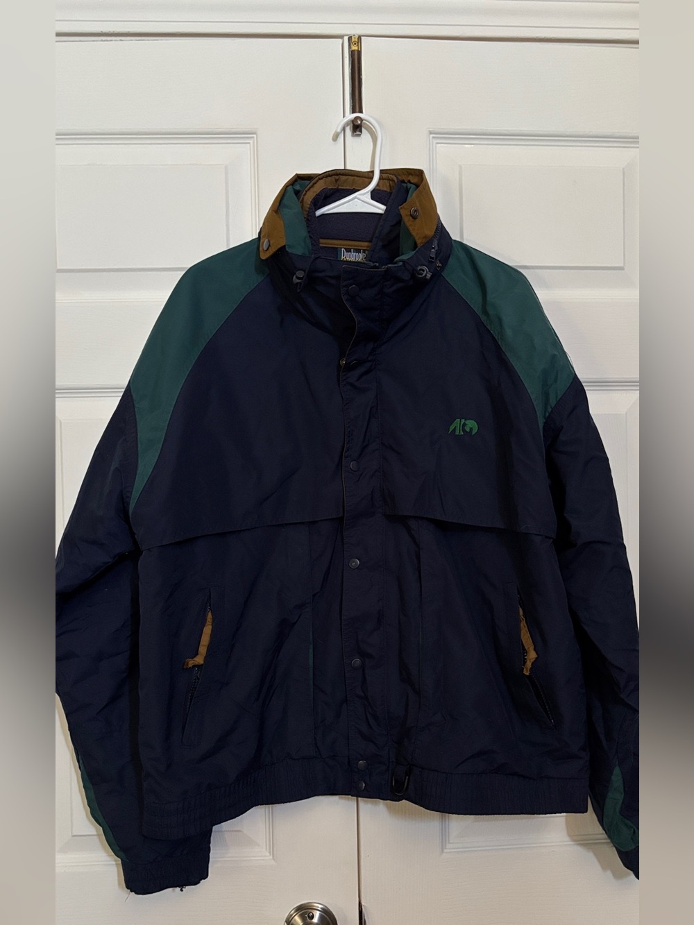 Vintage Dunbrooke Men’s L 3-in-1 Navy Green Jacket Hidden Hood Fleece Liner
